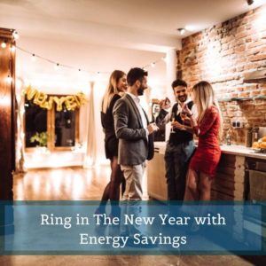 People gathered in a cozy, warm kitchen in a modern home, celebrating the New Year.