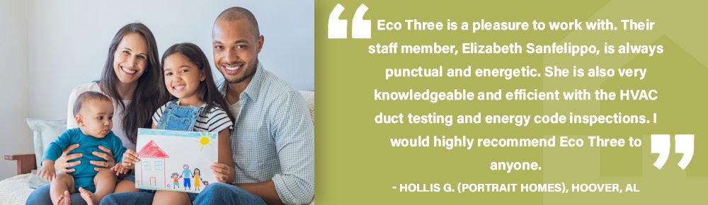 Eco Three is a pleasure to work with. Their staff member, Elizabeth Sanfelippo, is always punctual and energetic. She is also very knowledgeable and efficient with the HVAC duct testing and energy code inspections. I would highly recommend Eco Three to anyone.