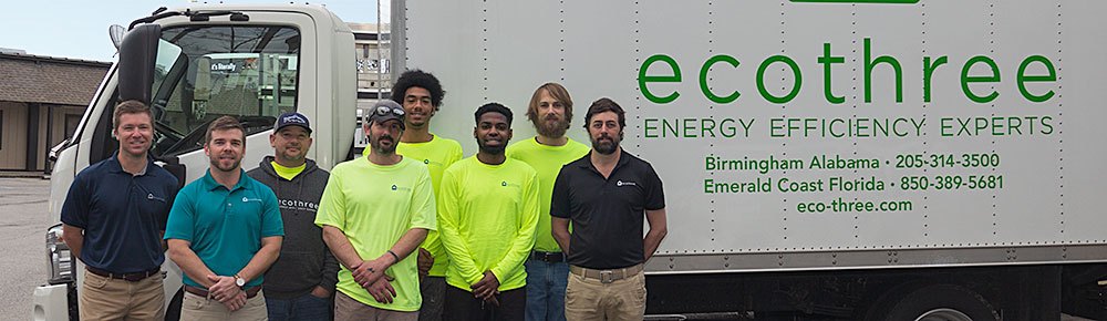 Eco Three Group Photo in front of the van, preparing to insulate a home.