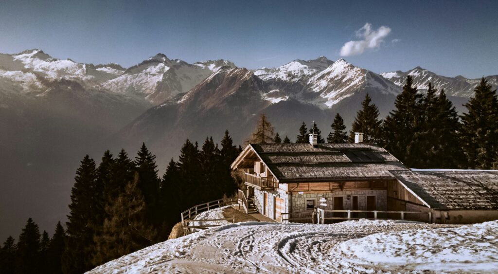 cold house overlooking mountains